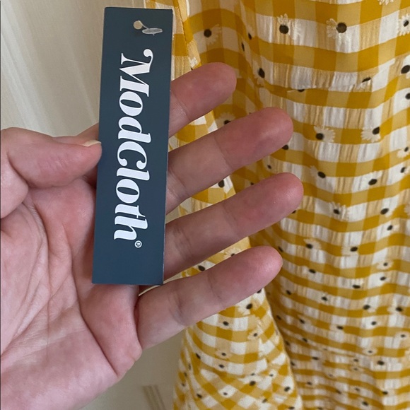 NWT Hutch Yellow and White Checkered Mini Dress - Picture 3 of 7